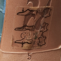 Pre Owned Gina Grey Croc Embossed Patent Crystal Embellished Loren Slides Size 38