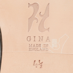 Pre Owned Gina Black Leather Crystal Embellished Slides Size 37.5