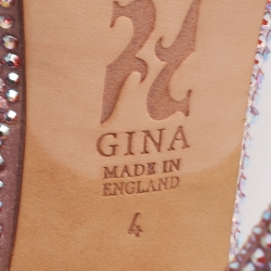 Pre Owned Gina Pink Satin and Crystal Slingback Sandals Size 37