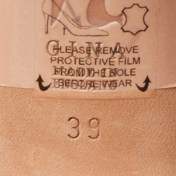 مملوكة مسبقًا Gina Gold Croc Embossed Patent Leather Crystal Embellished Slide Size 39