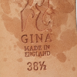 مملوكة مسبقًا Gina Olive Green Croc Embossed Patent Crystal Embellished Loren Slide Sandals Size 38.5