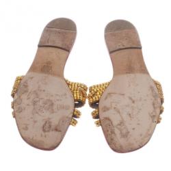 Pre Owned صندل فلات جينا كريستال برونزي وردي مقاس 40