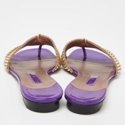 Gina Purple Patent Crystal Embellished Slide Flats Size 40