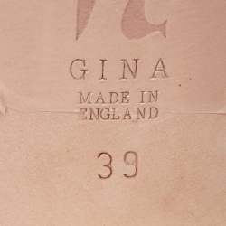 Pre Owned Gina Gold Crystal Embellished Leather Slide Sandals Size 39