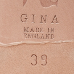 Pre Owned Gina Cream Crystal Embellished Leather Orsay Block Heel Slide Sandals Size 39