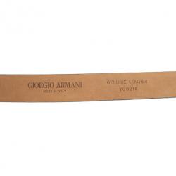 Pre Owned Giorgio Armani Blue Croc Embossed Logo Belt Size 46