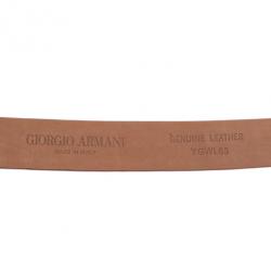 Pre Owned Giorgio Armani Orange Croc Embossed Enamel Logo Belt Size 46