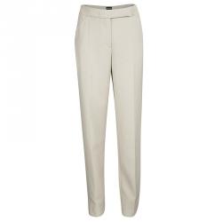 Pre Owned Giorgio Armani Cream Tailored Straight Fit Trousers M