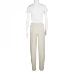 Pre Owned Giorgio Armani Cream Tailored Straight Fit Trousers M