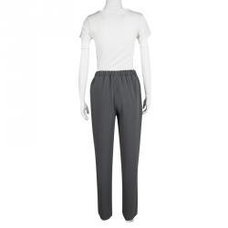 Pre Owned Giorgio Armani Grey Elasticized Waist Pants S