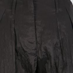 Pre Owned Giorgio Armani Brown Textured High Waist Pants S