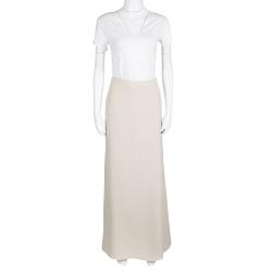 Pre Owned Giorgio Armani Beige Tecno Maxi Skirt M