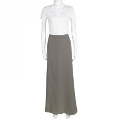 Pre Owned Giorgio Armani Grey Tecno Maxi Skirt M