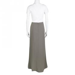 Pre Owned Giorgio Armani Grey Tecno Maxi Skirt M