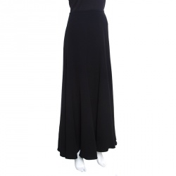 Pre Owned Giorgio Armani Black Silk Crepe Paneled Maxi Skirt S