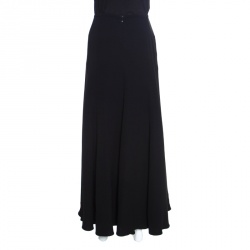 Pre Owned Giorgio Armani Black Silk Crepe Paneled Maxi Skirt S