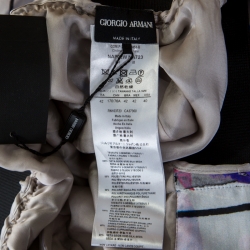 Pre Owned Giorgio Armani Multicolor Printed Silk Elasticized Waist Detail Loose Fit Pants M
