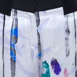 Pre Owned Giorgio Armani Multicolor Printed Silk Elasticized Waist Detail Loose Fit Pants M