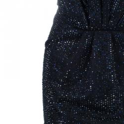 Pre Owned Giorgio Armani Swarovski Embroidered Pleated Cocktail Dress M