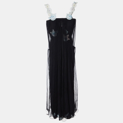 Black Tulle Embellished Flared Dress