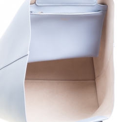 Pre Owned Giorgio Armani Pale Blue Leather Shopper Tote