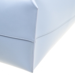 Pre Owned Giorgio Armani Pale Blue Leather Shopper Tote