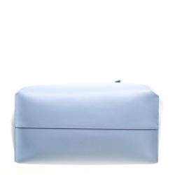 Pre Owned Giorgio Armani Pale Blue Leather Shopper Tote