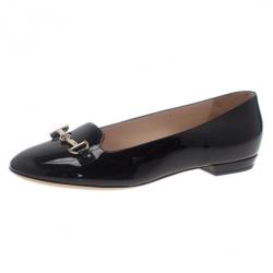 Giorgio Armani Black Patent Embellished Loafers Size 37