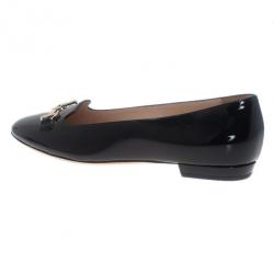 Giorgio Armani Black Patent Embellished Loafers Size 37