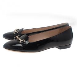 Giorgio Armani Black Patent Embellished Loafers Size 37