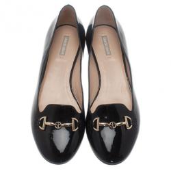 Giorgio Armani Black Patent Embellished Loafers Size 37