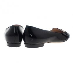 Giorgio Armani Black Patent Embellished Loafers Size 37