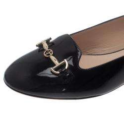 Giorgio Armani Black Patent Embellished Loafers Size 37
