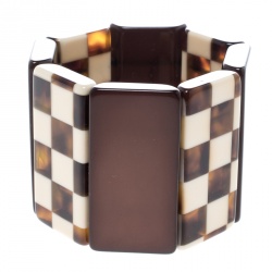 Pre Owned Giorgio Armani Brown Resin Wide Adjustable Bracelet