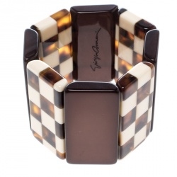 Pre Owned Giorgio Armani Brown Resin Wide Adjustable Bracelet