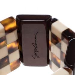 Pre Owned Giorgio Armani Brown Resin Wide Adjustable Bracelet