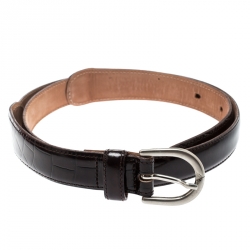 Pre Owned Giorgio Armani Brown Leather Belt 71 CM