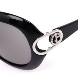 Pre Owned Giorgio Armani Black Round Womens Sunglasses