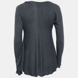 Pre Owned Giorgio Armani Grey Jersey Draped Top M