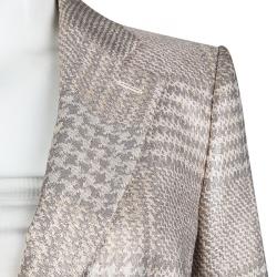 Pre Owned Giorgio Armani Beige Lurex Jacquard Tailored Blazer M
