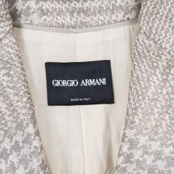 Pre Owned Giorgio Armani Beige Lurex Jacquard Tailored Blazer M