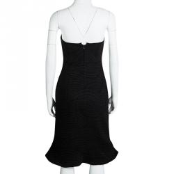 Pre Owned Giorgio Armani Black Textured Strapless Cocktail Dress S