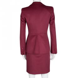 Pre Owned Giorgio Armani Red Angora Wool Blazer and Skirt Set S