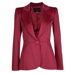 Pre Owned Giorgio Armani Red Angora Wool Blazer and Skirt Set S