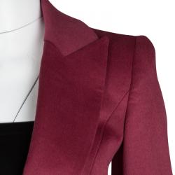 Pre Owned Giorgio Armani Red Angora Wool Blazer and Skirt Set S