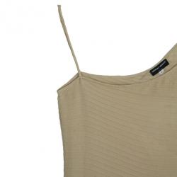 Pre Owned Giorgio Armani Cream One Shouldered Silk Chiffon Top S