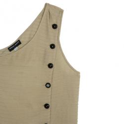 Pre Owned Giorgio Armani Cream One Shouldered Silk Chiffon Top S