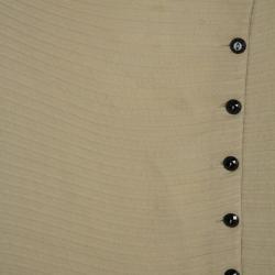 Pre Owned Giorgio Armani Cream One Shouldered Silk Chiffon Top S