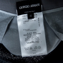 Pre Owned Giorgio Armani Grey and Blue Dotted Pleated Silk Maxi Skirt M