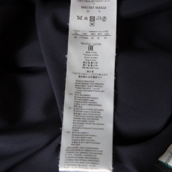 Pre Owned Giorgio Armani Navy Blue Mulberry Silk Satin Contrast Organza Trim Top L